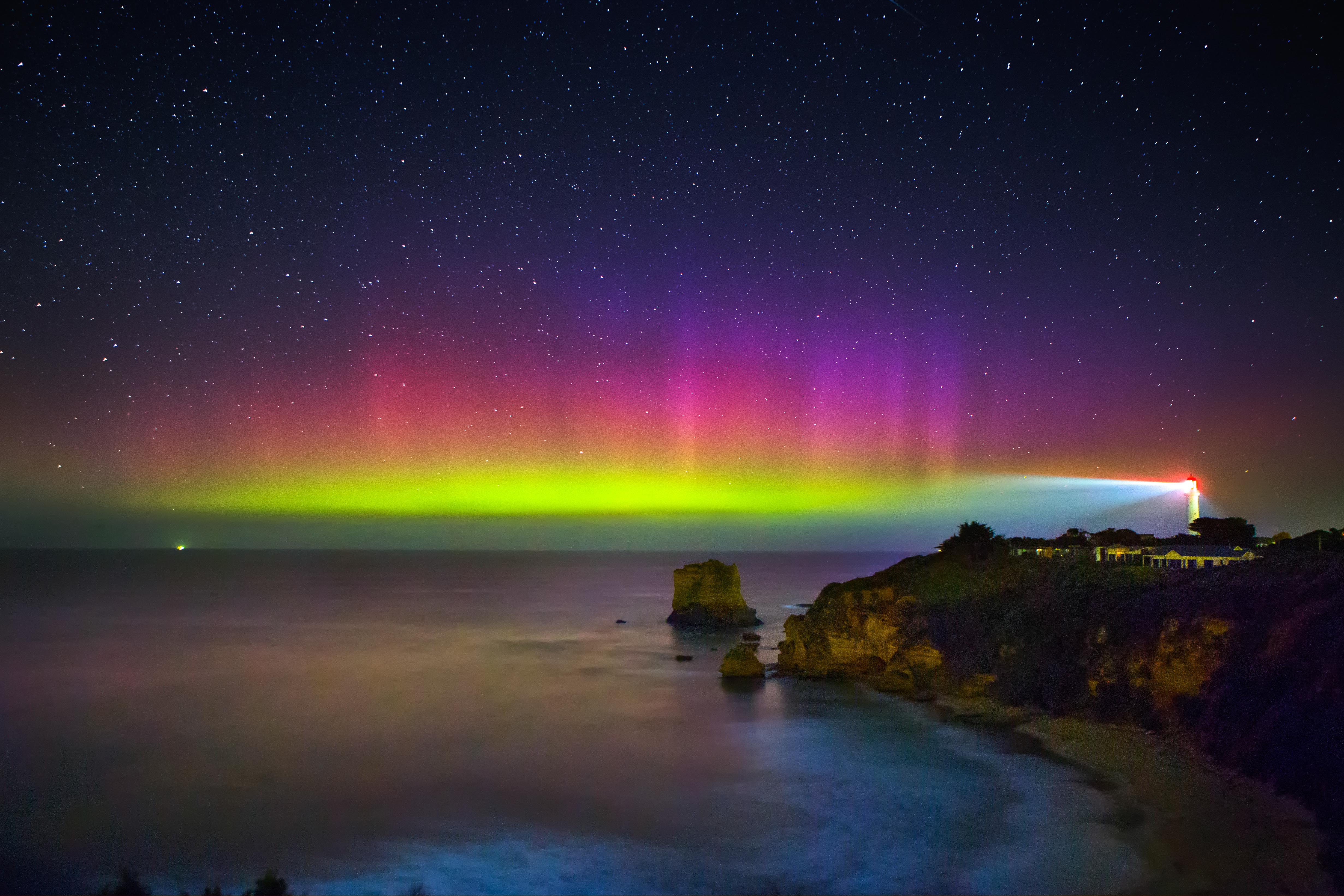 Image: The aurora australis at Aireys Inlet, Victoria on 28 March 2017. Credit: Lachlan Manley Photography